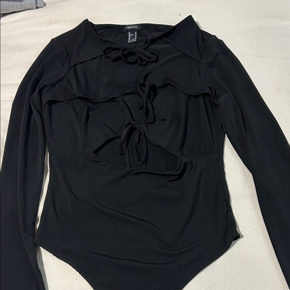 Forever 21 Black Tie-Front Bodysuit